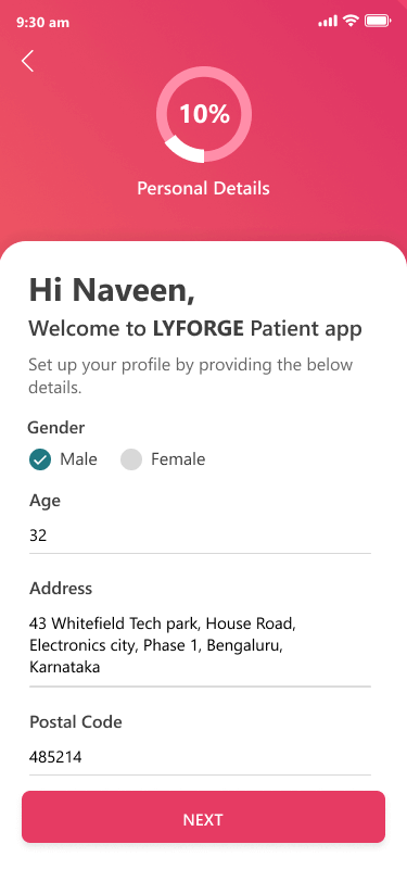 slide showcasing the app screenshots of patient app
