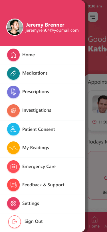 slide showcasing the app screenshots of patient app
